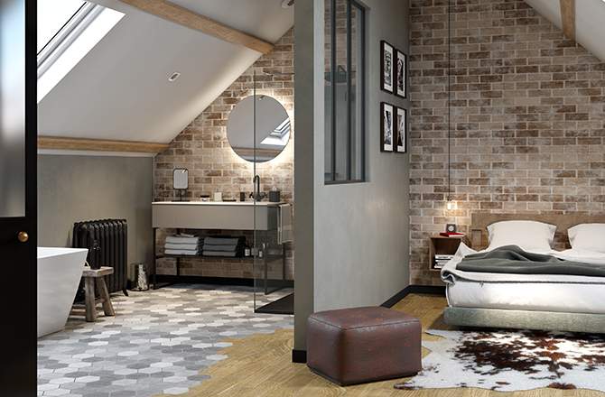 salle de bain dans chambre