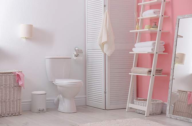 Salle de bain :  le rose par touche