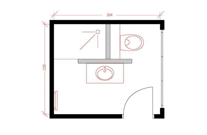 Salle de bains plan filaire