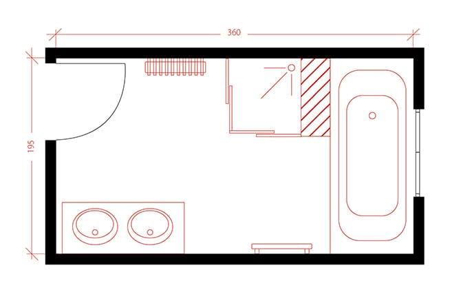 Salle de bains plan filaire