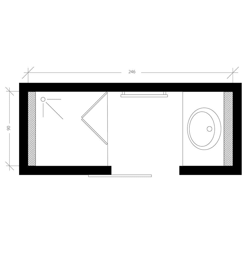Salle de bain pour enfant, plan après