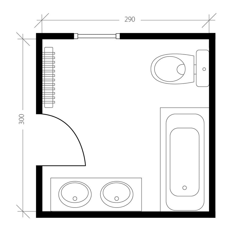 Salle de bain pour sénior, plan avant