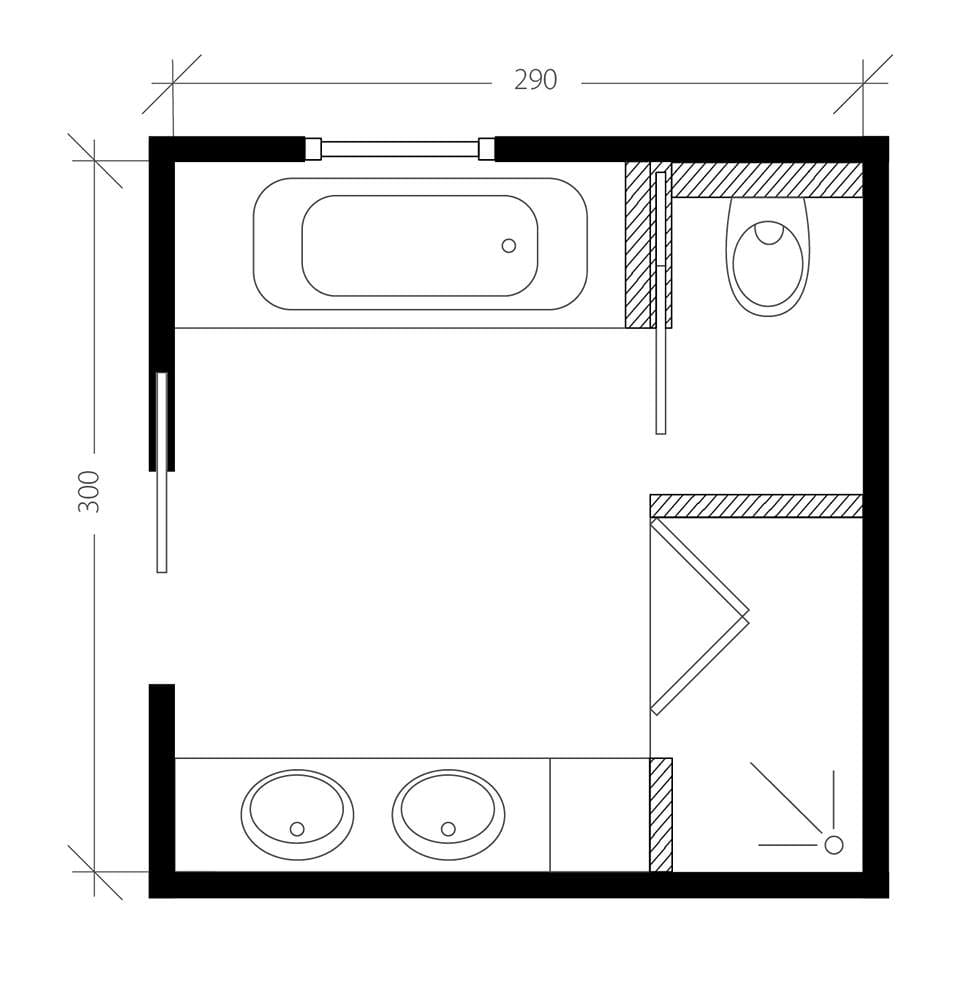 Salle de bain pour sénior, plan après