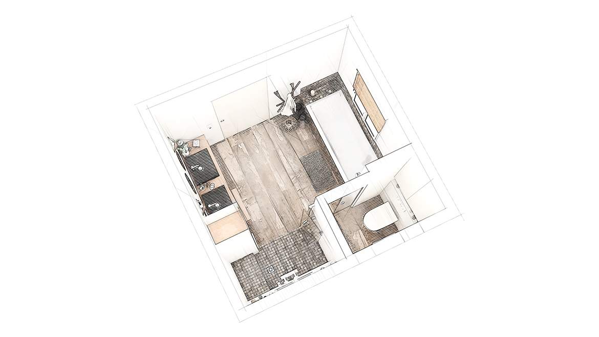 Salle de bain pour sénior, vue générale