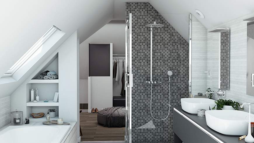 Une salle de bain familiale