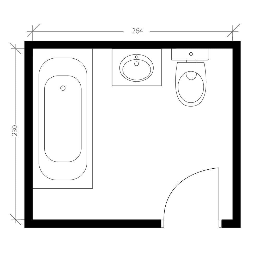Salle de bain industrielle, plan avant
