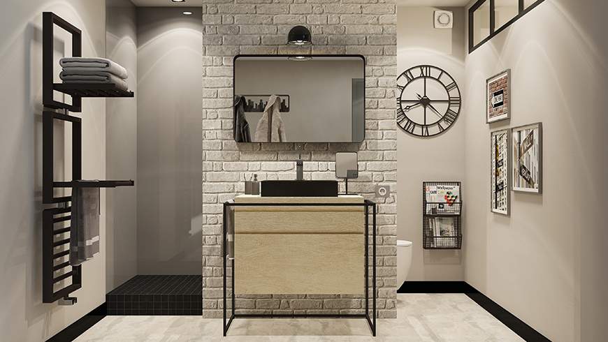 Une salle de bain industrielle