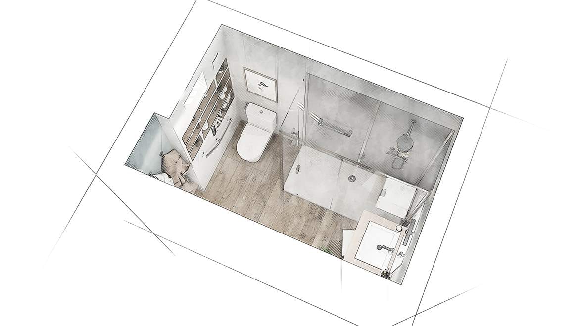 Salle de bain accessible, vue générale