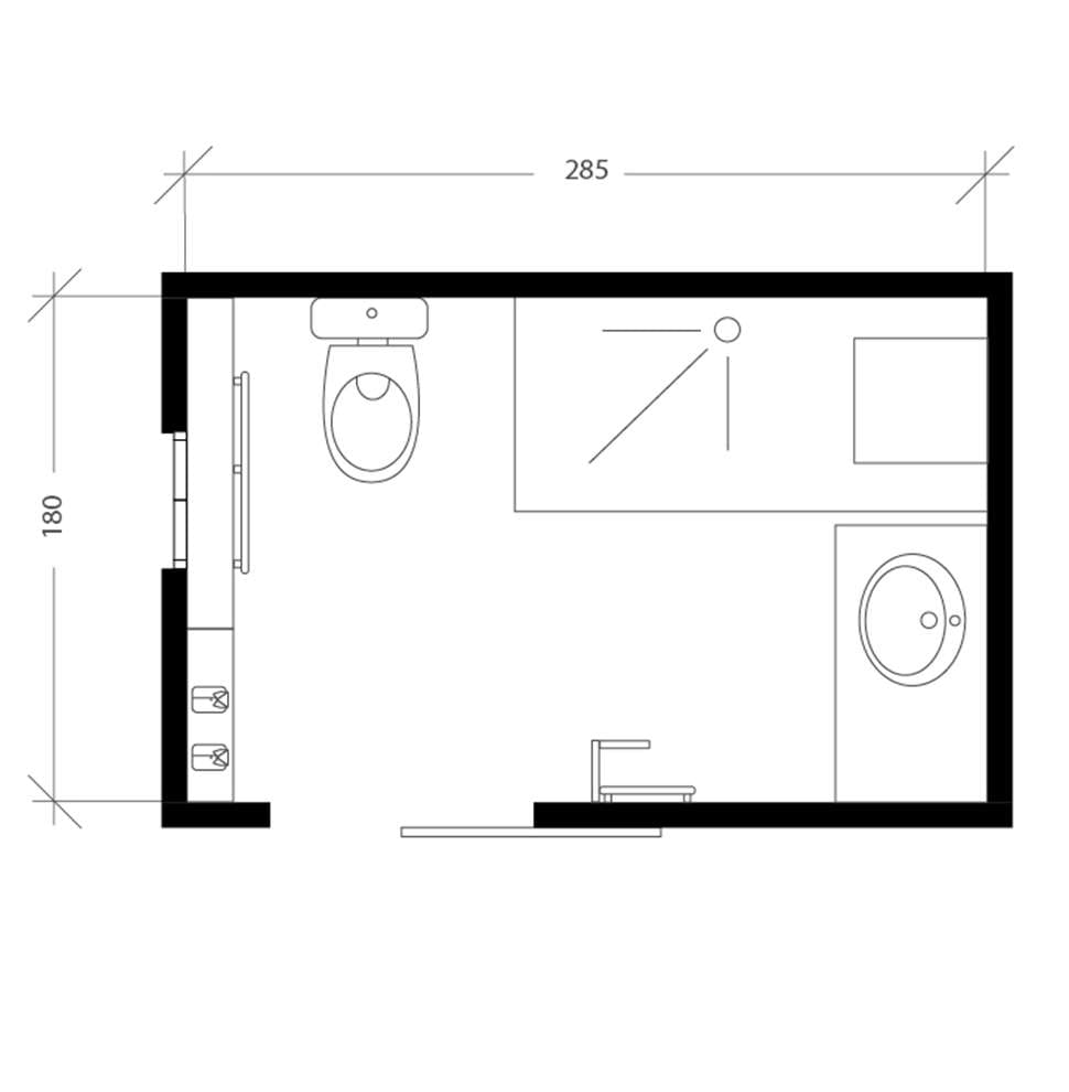 Salle de bain accessible, plan après
