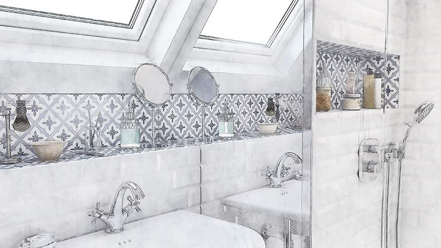 Une salle de bain sous pente