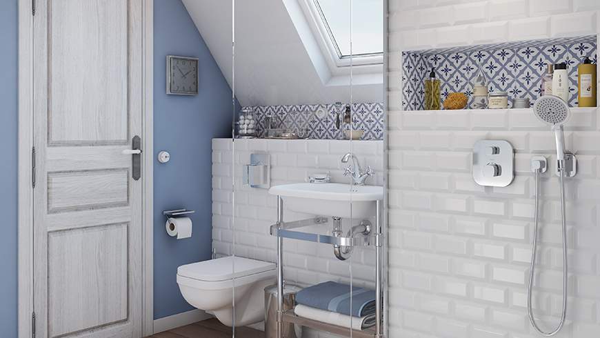 Une salle de bain sous pente