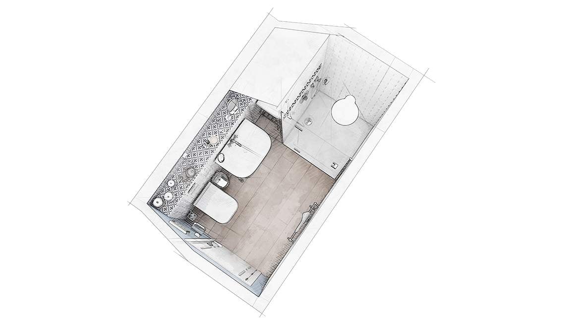 Salle de bain sous pente, vue générale