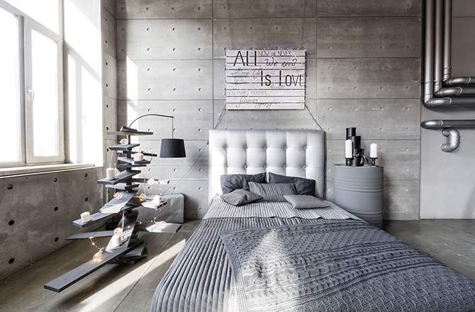 Style Industriel chambre matières Saint-Gobain.fr