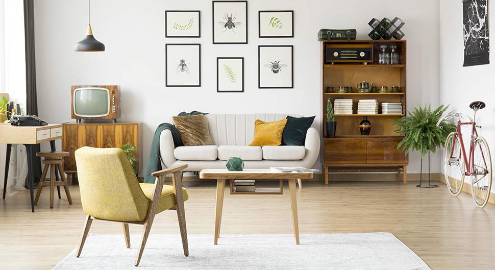 Style vintage salon coloris moutarde Saint-Gobain.fr