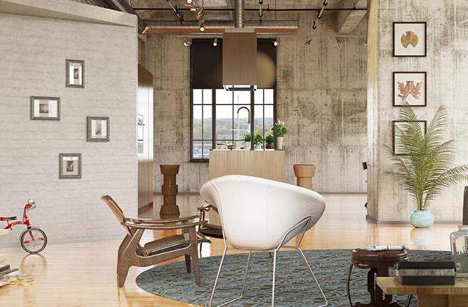 Style vintage salon matières La Maison Saint-Gobain