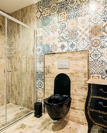 Style Campagne-chic - salle de bain carreaux ciment - La Maison Saint-Gobain