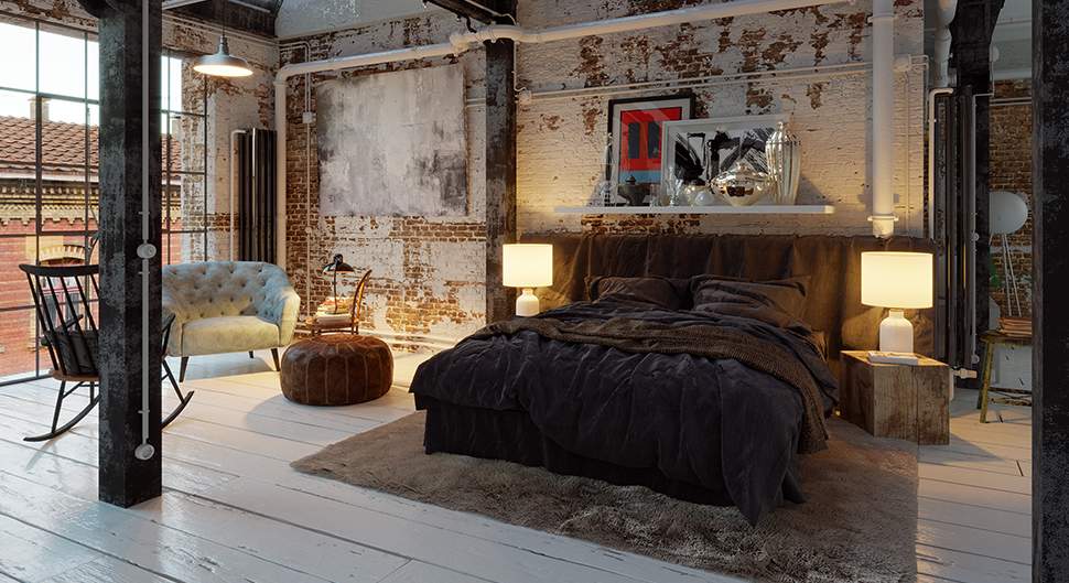 Chambre industrielle, les idées de revêtements