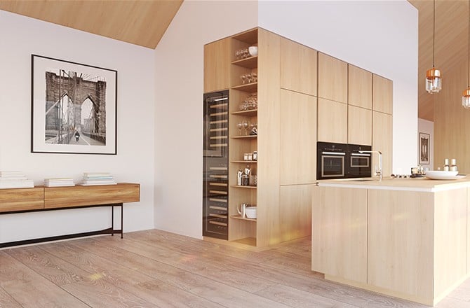 Une cuisine qui s’harmonise avec les tons du reste de la maison