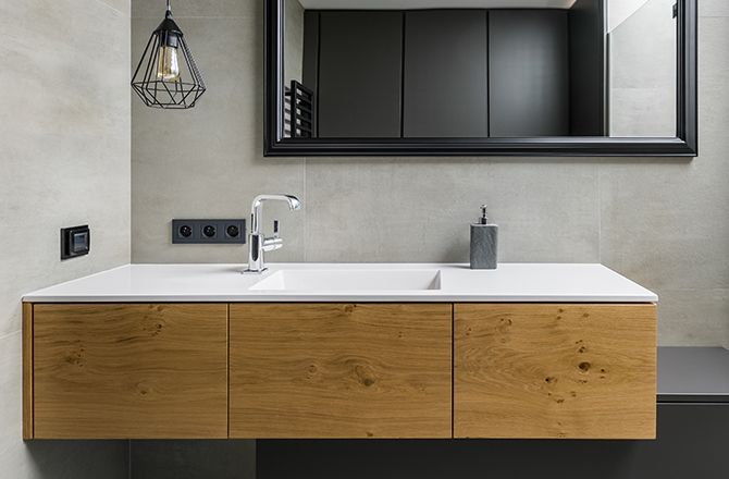 Mobilier salle de bain industrielle en bois et metal