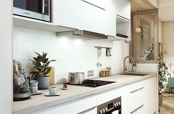 Aménager une petite cuisine : verrière en bois