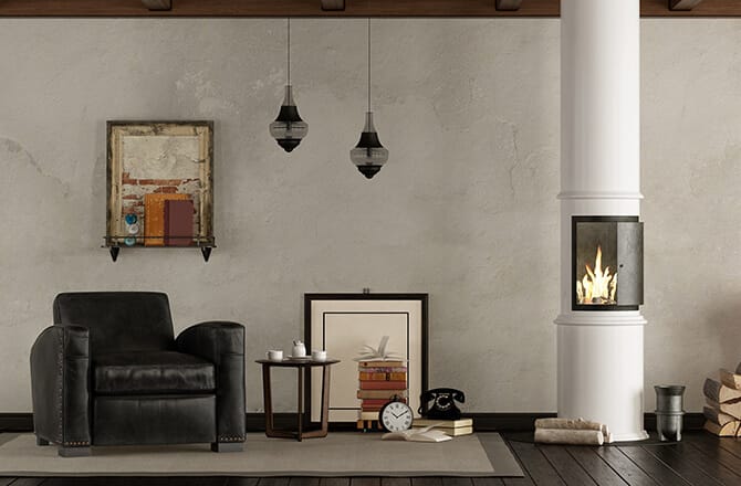 Le poêle à bois colonne