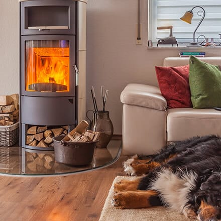 Le poêle à bois sur plaque