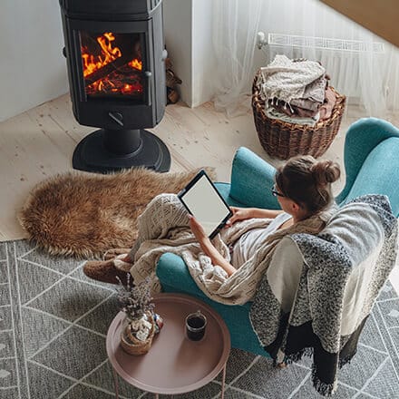 Poêle à buche contemporain