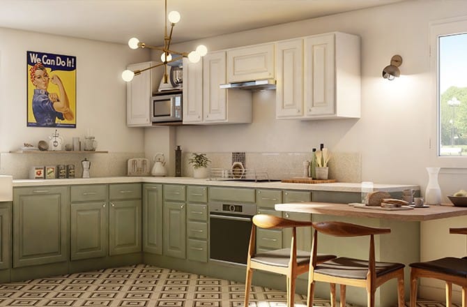 Rénover une cuisine rustique : repeindre les meubles et alléger