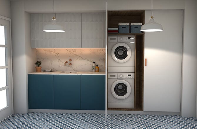 Coin buanderie dans une cuisine