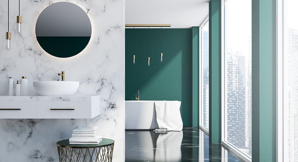 Marbre et terrazzo dans la salle de bain