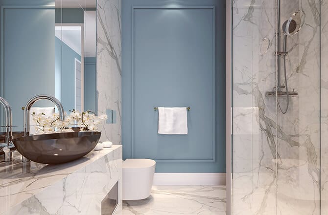 Marbre blanc salle de bain