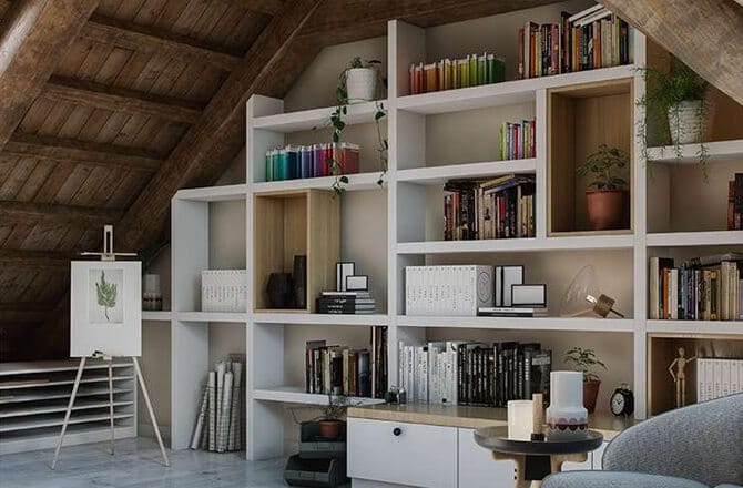 Coin lecture et bibliothèque pignon