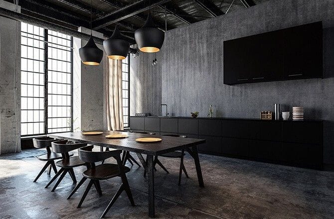 Béton décoration : un sol en béton coulé foncé texturé