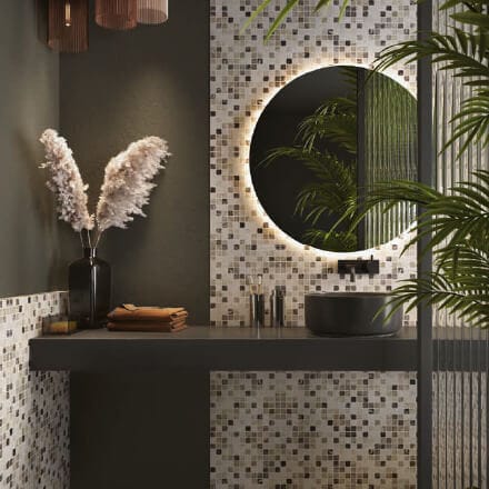 Salle de bain mosaïque verte ambiance jungle