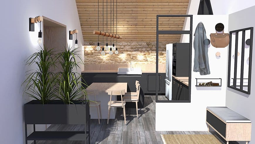 Une cuisine industrielle dans une ancienne grange