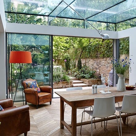 Extension sur le côté verre