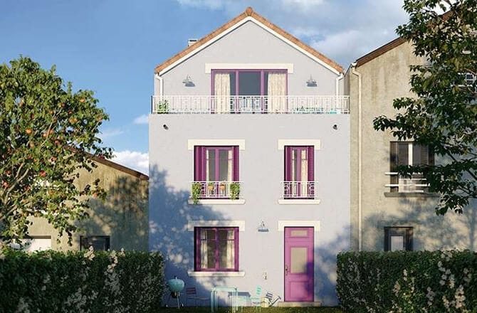 Surélévation dans le prolongement de la maison latérale bois