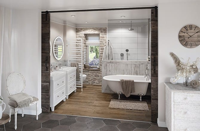 Salle de bain ouverte : séparation visuelle