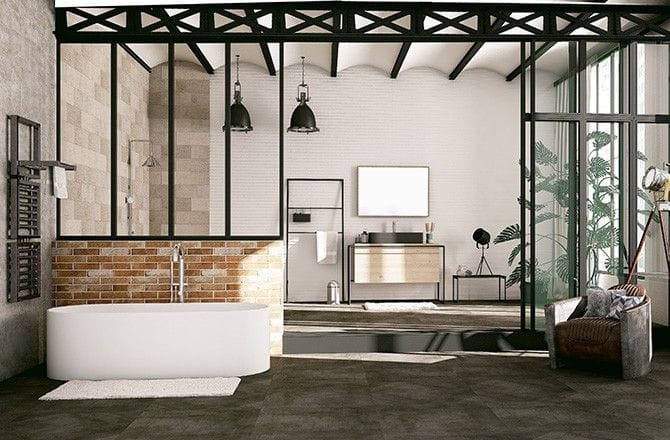 Salle de bain ouverte différence de niveau