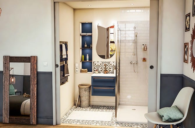 Salle de bain ouverte douche 