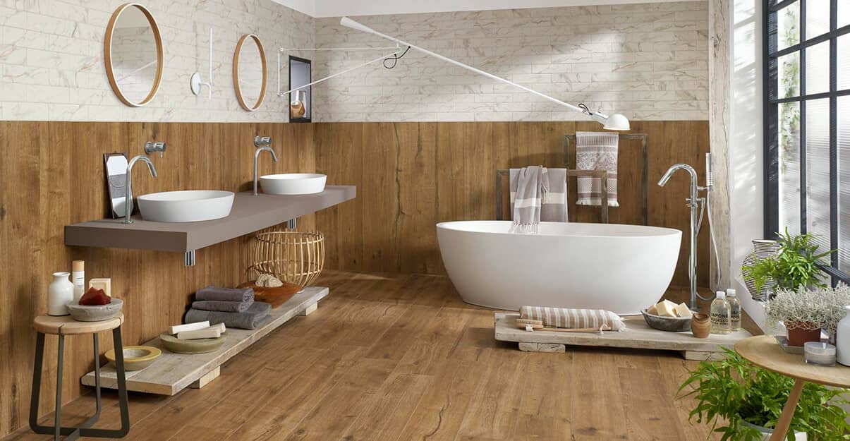 Sol imitation bois en carrelage