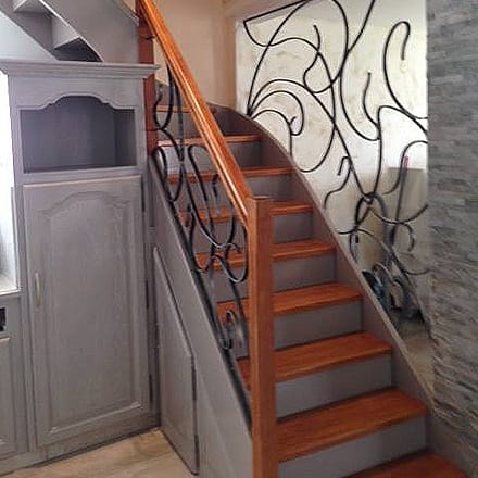 escalier bois fer forgé