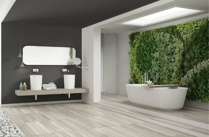 Mur végétal salle de bain