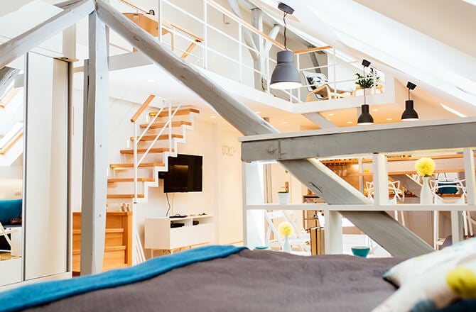 Poutres apparentes blanches