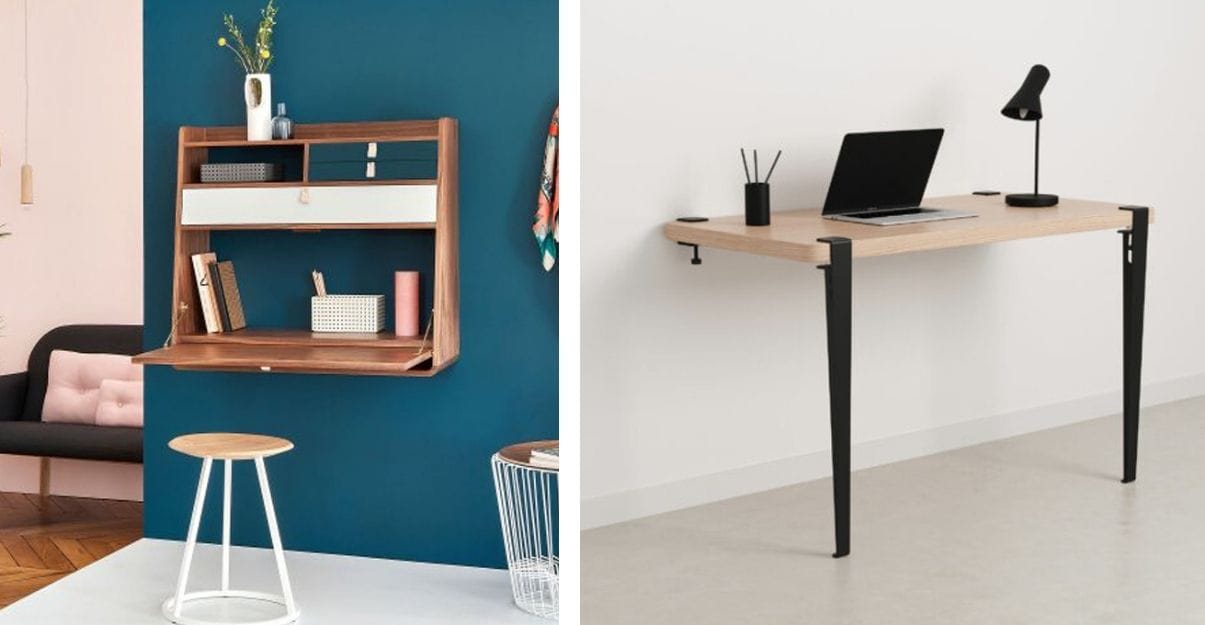 Bureau mural esprit vintage, sans pied sur Be-mydesk / Bureau mural simple et rapide à installer sur Tiptoe