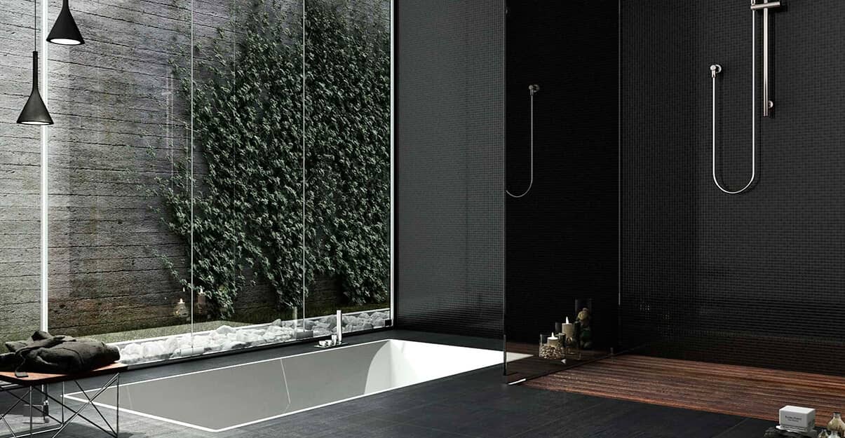 Une salle de bains contemporaine monochrome noir