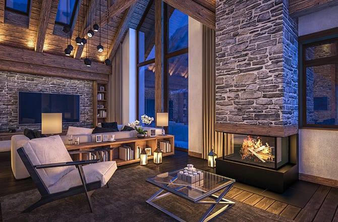 isolation chalet bois – parement en pierres