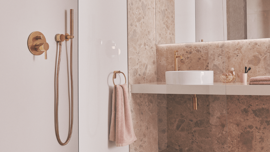 Mitigeur de lavabo, set avec robinetterie de douche encastrée Joy Or Brossé  - Atelier Collections IDEAL STANDARD