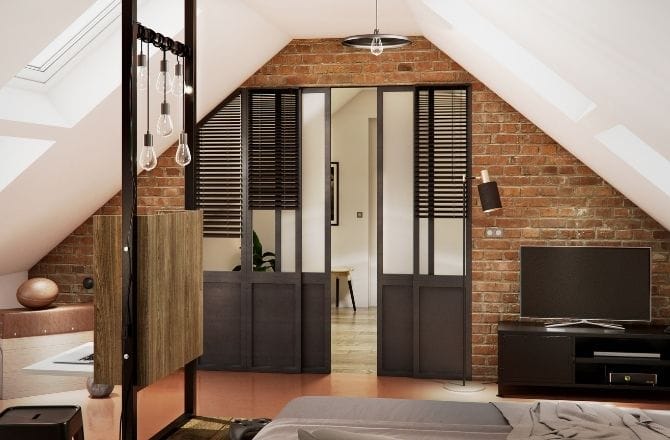 Idée 5 : Des combles aménagés en suite au style industriel
