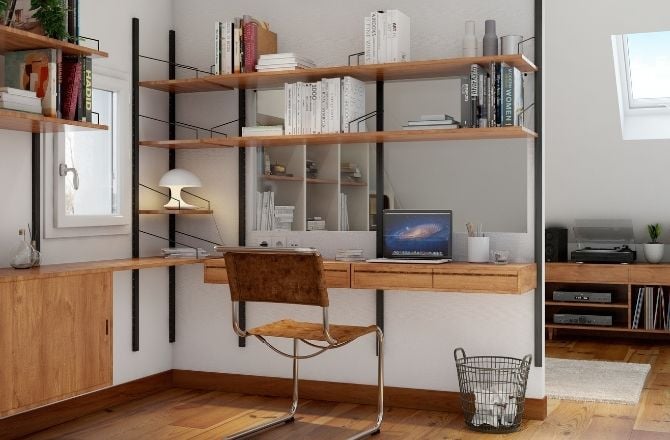 Idée 6 : Des combles aménagés en chambre et bureau home office